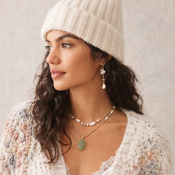 Anthropologie Accessories - Anthropologie Maeve Ribbed Knit Beanie Streetwear Ski Hat Cream Ivory OS - NWOT